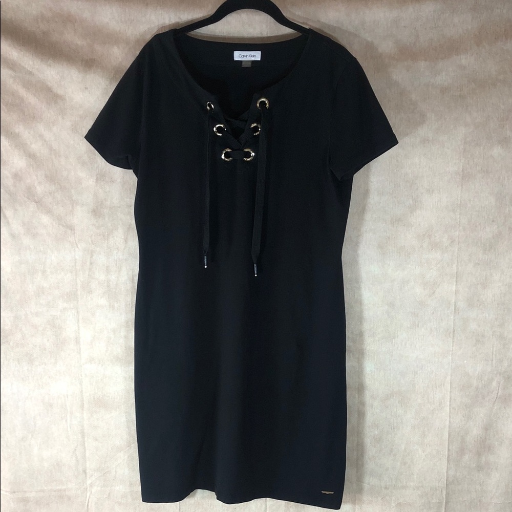 Calvin Klein Black Lace-Up Mini Dress